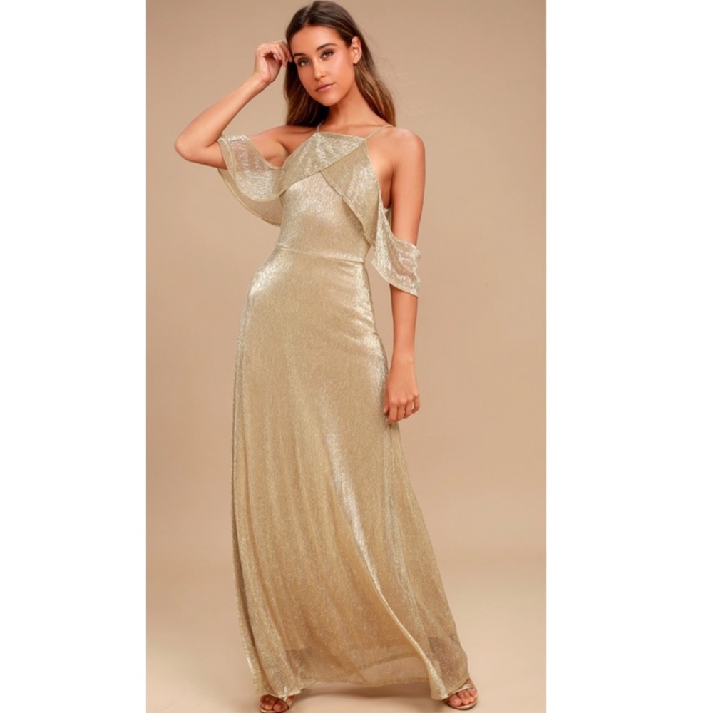Lulu's Gold Maxi Dress